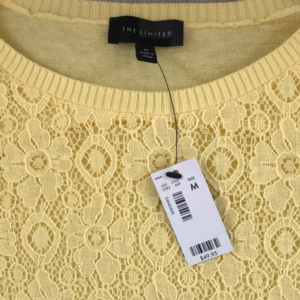 The Limited NWT yellow short sleeve knit with lace
